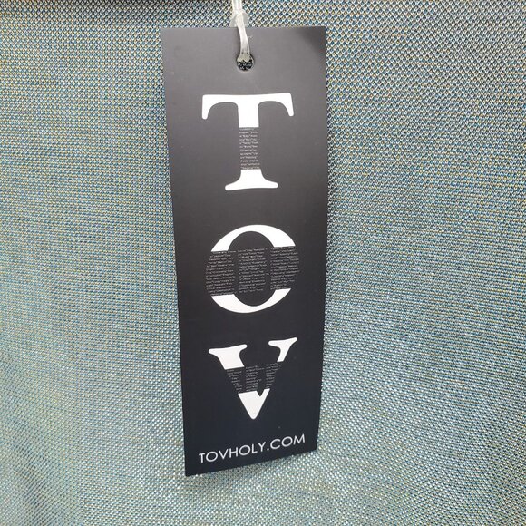 TOV Los Angeles Metallic Tie-Hem Top Size 38 NWT Shiny Iridescent Glam Grunge - Picture 9 of 15